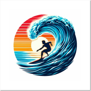 Sunset Surfer Wave Surfing Summer Waves Surf Beach Vacation Surfing Lifestyle Ocean Life Surfing Posters and Art